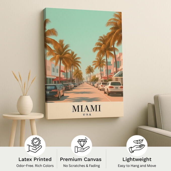 Miami Beach Canvas Art – Tropical Vibes & Pastel Skies - Image 4