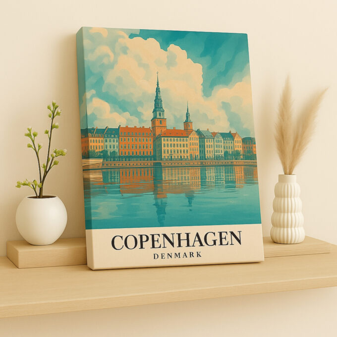 Copenhagen Denmark Canvas Wall Art – Scenic Waterfront Cityscape Print for Home & Office - Image 2