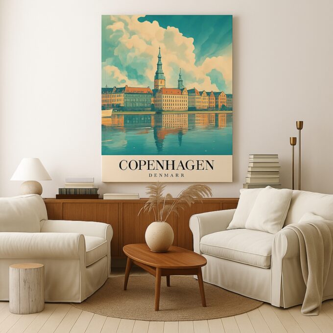 Copenhagen Denmark Canvas Wall Art – Scenic Waterfront Cityscape Print for Home & Office - Image 3