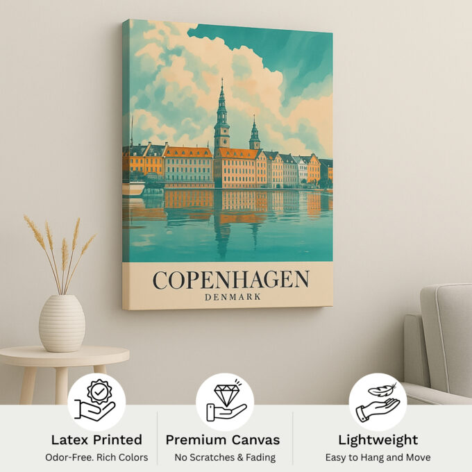 Copenhagen Denmark Canvas Wall Art – Scenic Waterfront Cityscape Print for Home & Office - Image 4