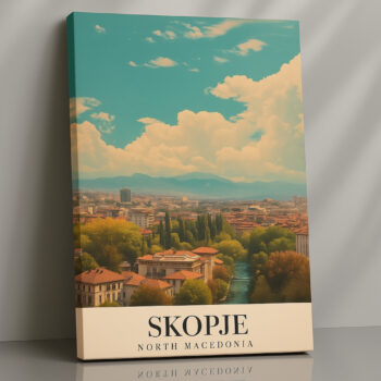 Skopje North Macedonia Canvas Wall Art – Vibrant Cityscape Print for Modern Interiors