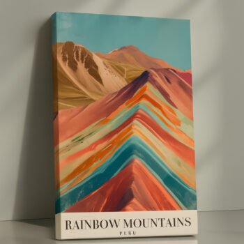 Rainbow Mountains Peru Canvas Wall Art – Colorful Landscape Print for Modern & Boho Interiors