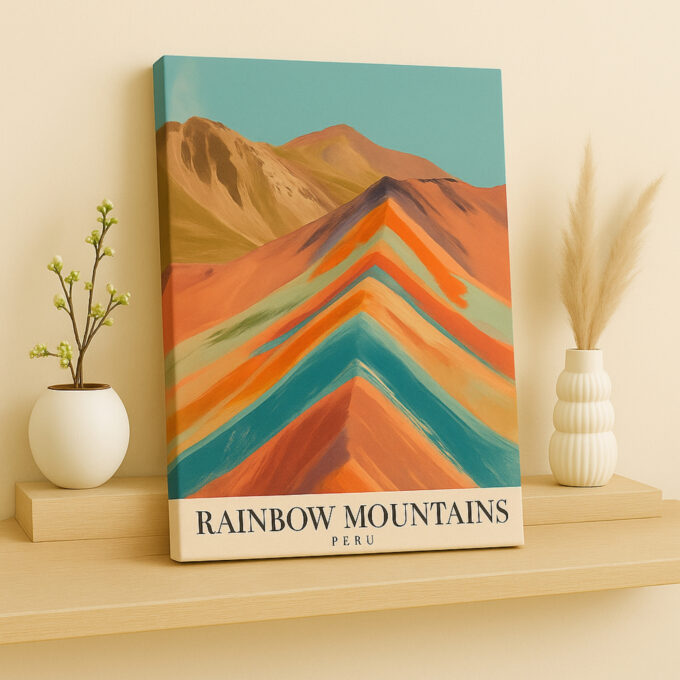 Rainbow Mountains Peru Canvas Wall Art – Colorful Landscape Print for Modern & Boho Interiors - Image 2