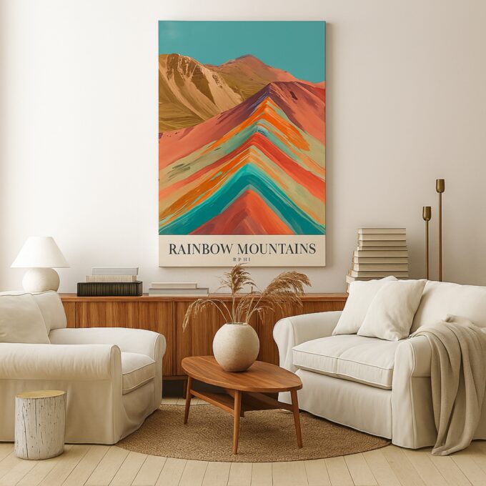 Rainbow Mountains Peru Canvas Wall Art – Colorful Landscape Print for Modern & Boho Interiors - Image 3