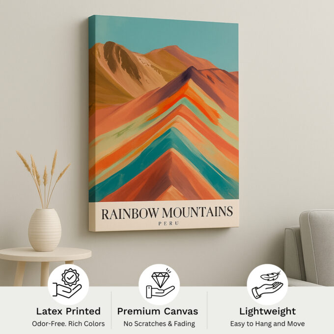 Rainbow Mountains Peru Canvas Wall Art – Colorful Landscape Print for Modern & Boho Interiors - Image 4
