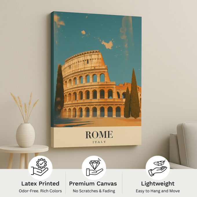 Rome Italy Canvas Wall Art – Premium Colosseum Print for Living Room & Office Decor - Image 4