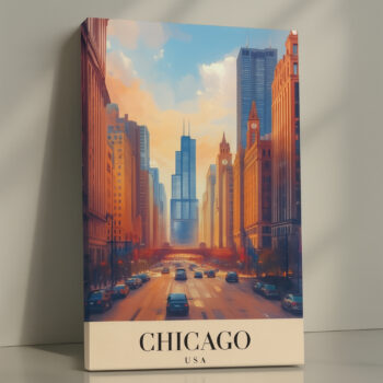 Chicago USA Skyline Canvas Wall Art – Willis Tower Cityscape Print