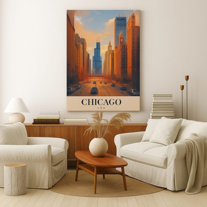 Chicago USA Skyline Canvas Wall Art – Willis Tower Cityscape Print - Image 3