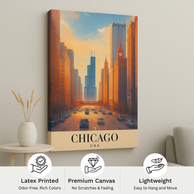 Chicago USA Skyline Canvas Wall Art – Willis Tower Cityscape Print - Image 4