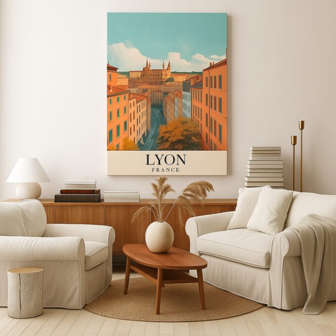 Lyon France City View Canvas Wall Art – Historic European Street Print - Image 3