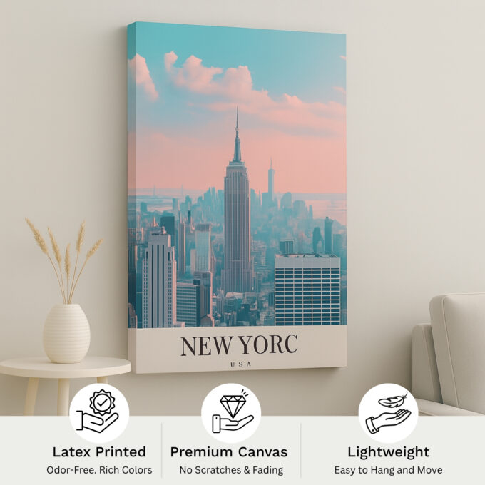 New York Skyline Canvas Wall Art – Empire State Building Cityscape Print - Image 4