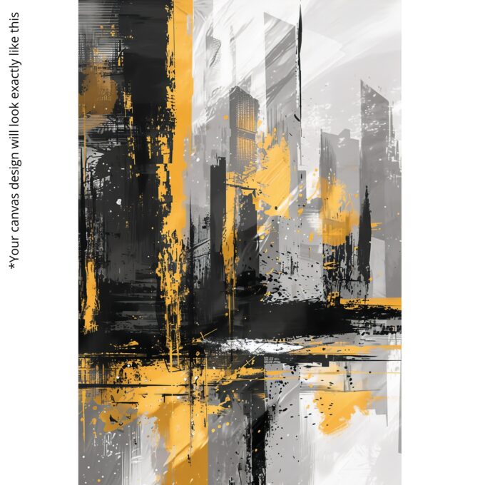 Urban Skyline Yellow & Black Canvas Wall Art – Modern Cityscape for Living Room or Office - Image 5