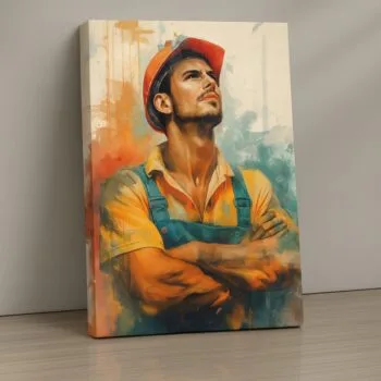 Workman’s Pride industrial tribute canvas print by Artfy Canvas – urban worker canvas painting, wall paintings, artwork for wall décor