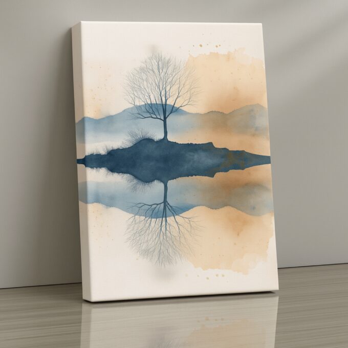 Mistbound Reflection Blue Tree Canvas