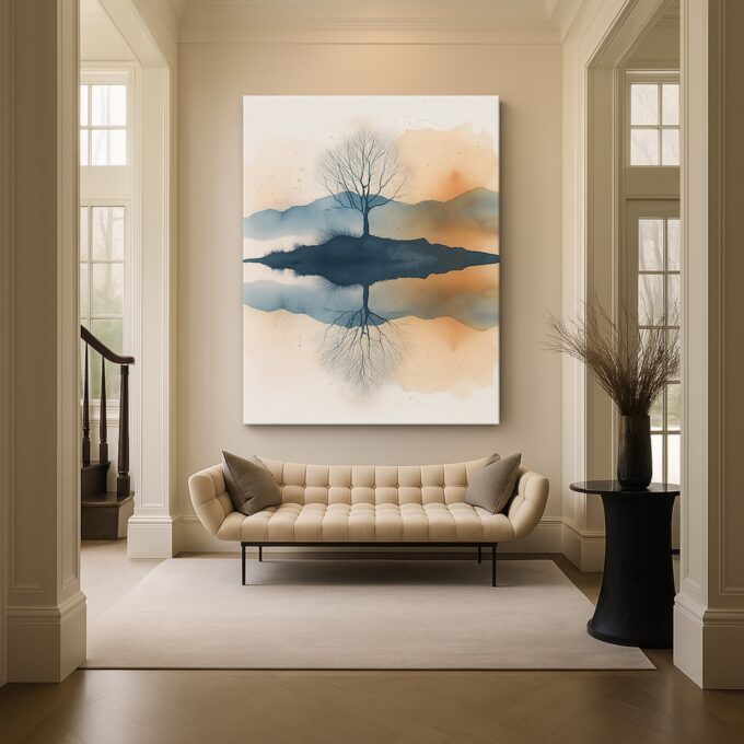 Mistbound Reflection Blue Tree Canvas - Image 2