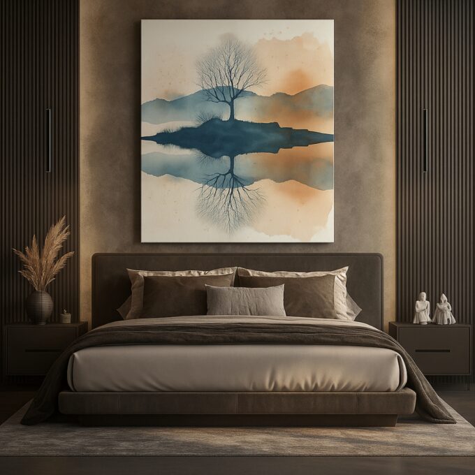 Mistbound Reflection Blue Tree Canvas - Image 3