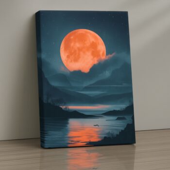 Lunar Serenade Moonlit Lake Canvas