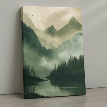 Verdant Aether Mountain Landscape Canvas