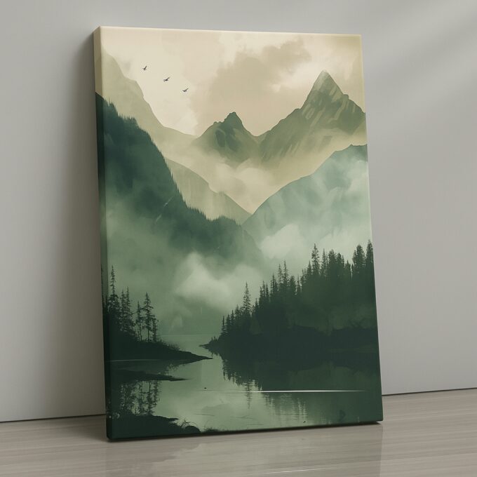 Verdant Aether Mountain Landscape Canvas