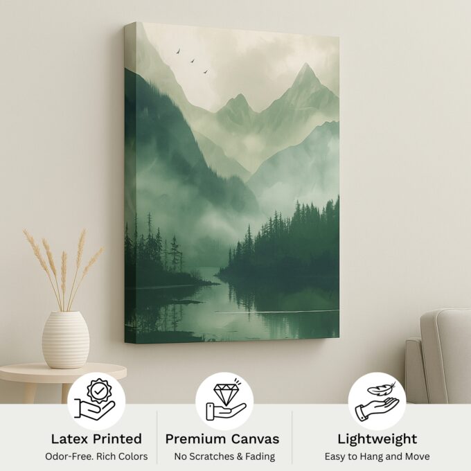 Verdant Aether Mountain Landscape Canvas - Image 4