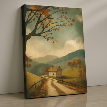 Velvet Mirage Countryside Autumn House Canvas