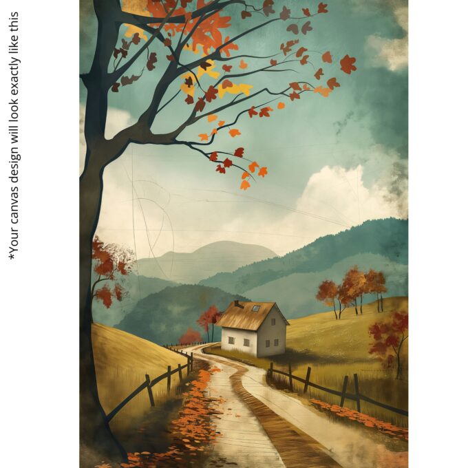 Velvet Mirage Countryside Autumn House Canvas - Image 5