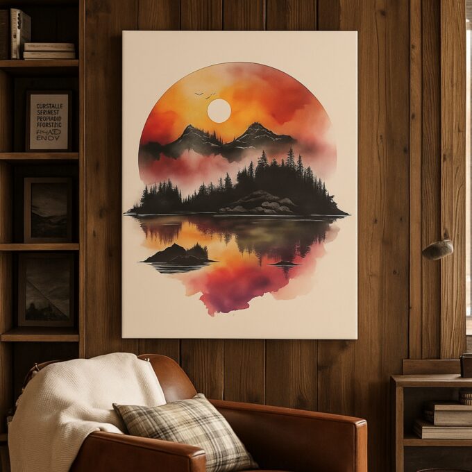 Golden Solace Sunset Landscape Canvas - Image 3