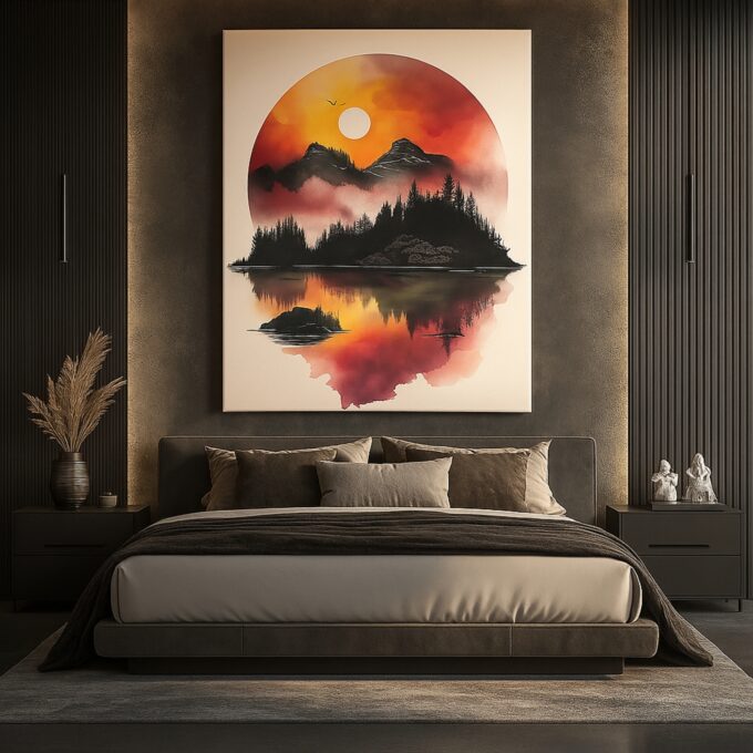 Golden Solace Sunset Landscape Canvas - Image 2