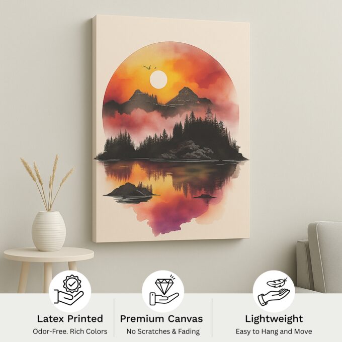 Golden Solace Sunset Landscape Canvas - Image 4