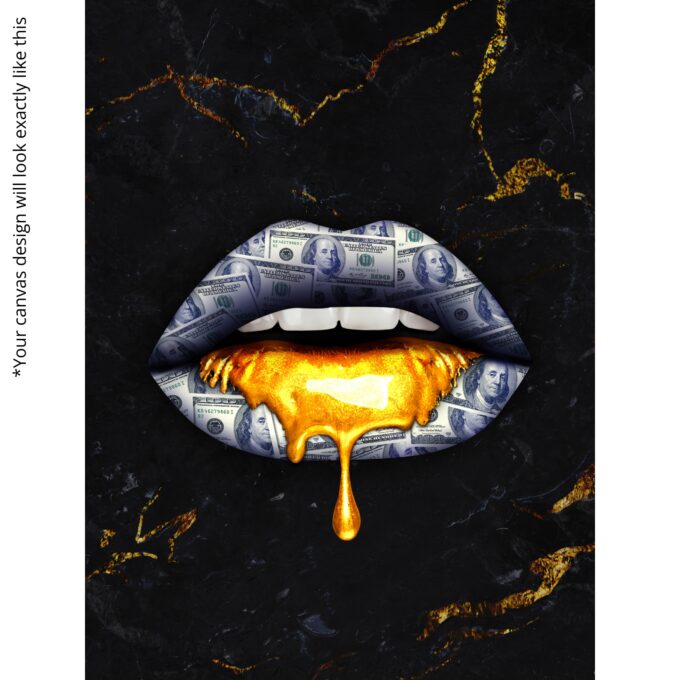 Golden Currency Lips Canvas - Image 5