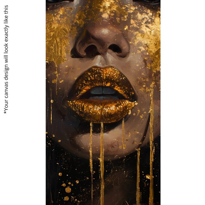 Golden Drip Lips Canvas - Image 5