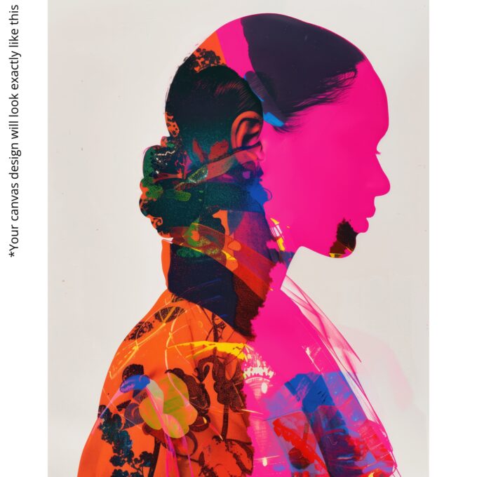 Neon Silhouette Canvas Wall Art – Vibrant Pop Art Portrait Print – Modern Colorful Home Décor - Image 4