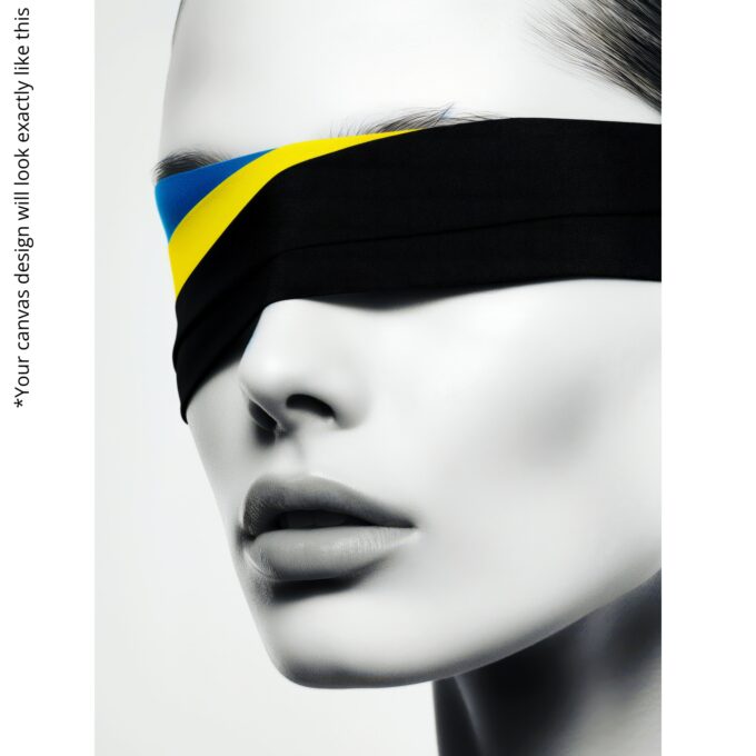Silent Blindfold Canvas Wall Art – Minimalist Black and White Portrait Print – Modern Home Décor - Image 4