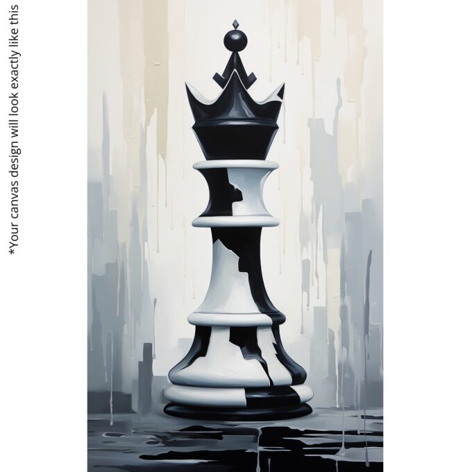 Chess Duel Canvas Wall Art – Modern Monochrome Chess Piece Print – Luxury Home Office Décor - Image 4