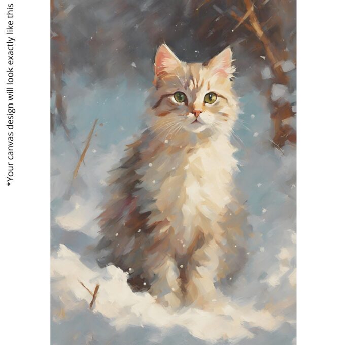 Winter Whiskers Canvas Wall Art – Cozy Cat Portrait Print – Cute Animal Home Décor - Image 4