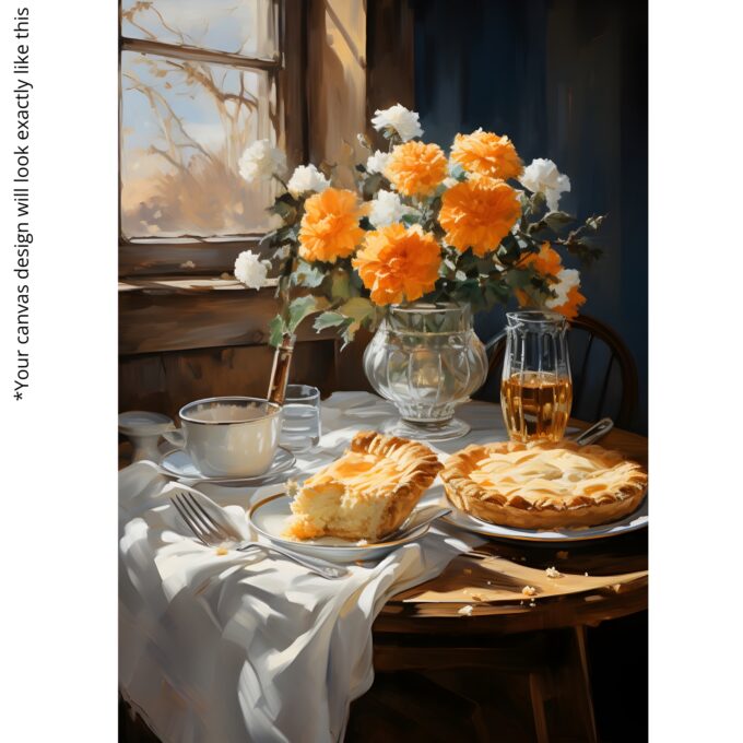 Autumn Morning Pie – Cozy Vintage Kitchen Canvas Wall Art - Image 4