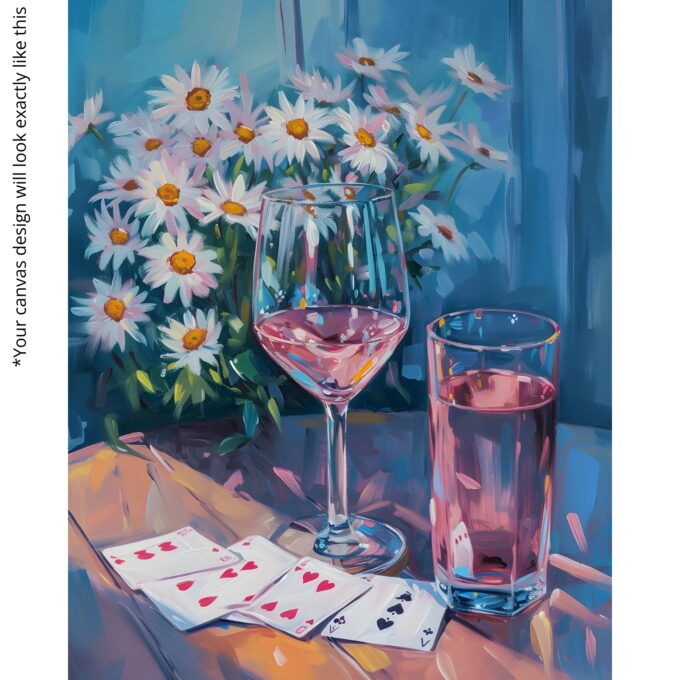 Daisies & Wine – Floral and Wine Canvas Wall Art - Image 4