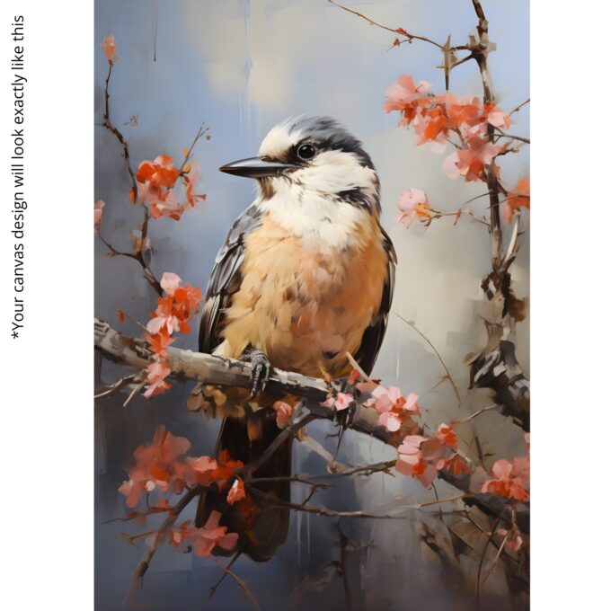 Springtime Sentinel – Charming Bird Canvas Wall Art for Nature Lovers - Image 5