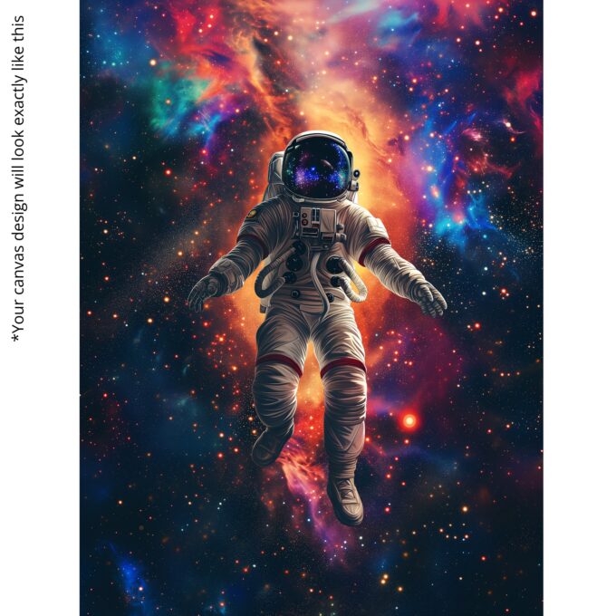Cosmic Drift – Astronaut Floating in Space Canvas Wall Art with Nebula Backdrop - Image 5