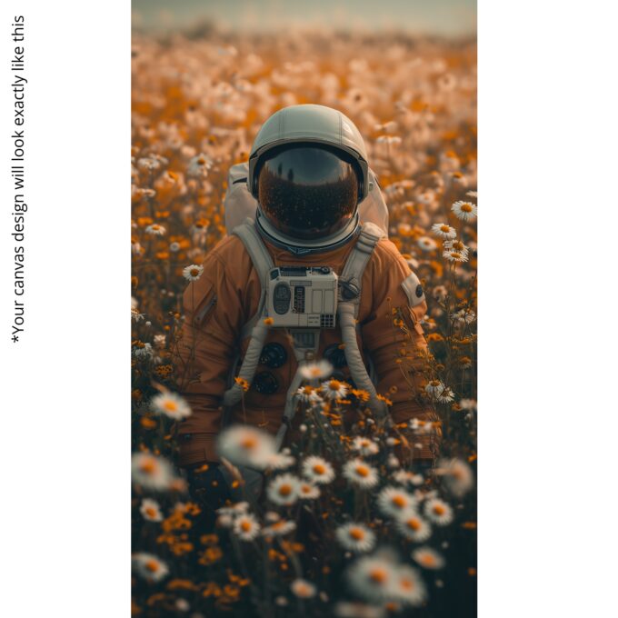 Fields of Solitude – Astronaut Canvas Wall Art in Golden Daisy Meadow - Image 5