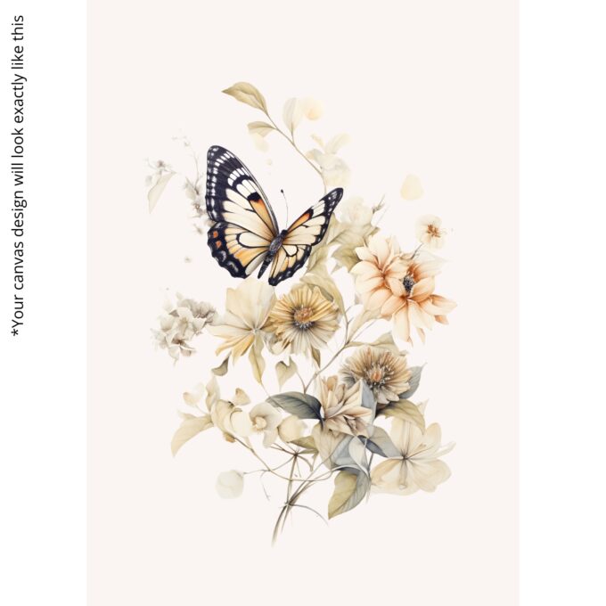 Whispering Wings – Butterfly and Floral Canvas Wall Art in Soft Neutrals - Image 5