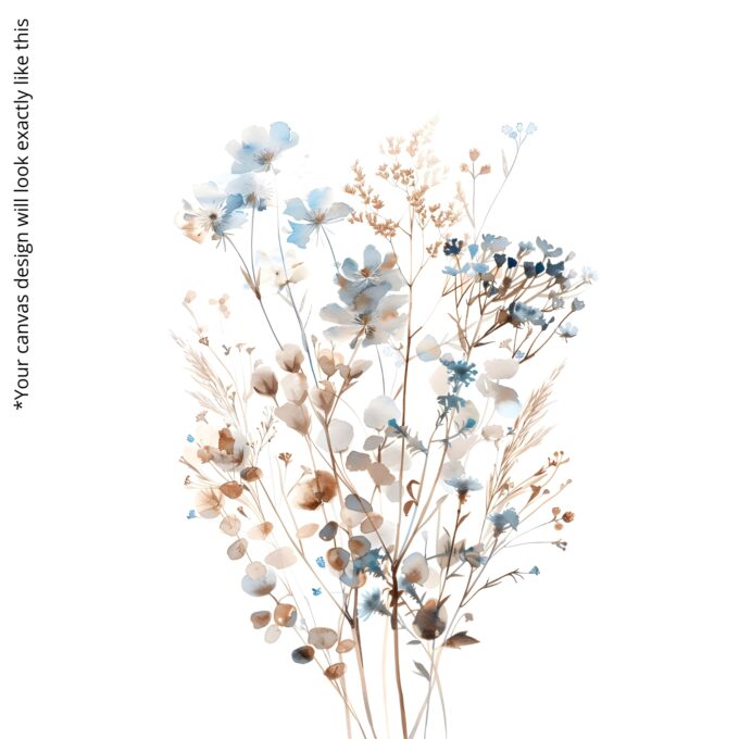 Azure Meadow – Minimalist Blue Wildflower Canvas Wall Art in Neutral Palette - Image 5