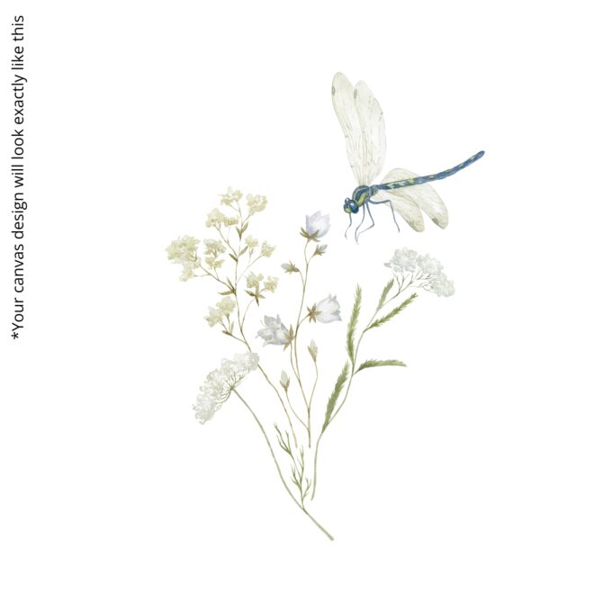 Dragonfly Whisper – Nature-Inspired Canvas Wall Art with Wildflowers and Dragonfly - Image 5