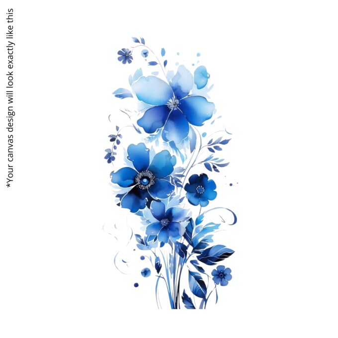 Azure Bloom – Elegant Blue Floral Canvas Wall Art in Minimalist Style - Image 5