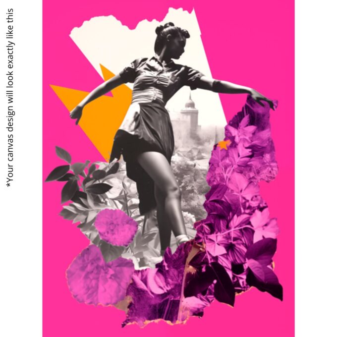 Petals in Motion – Floral Collage Dancer Canvas Art - Image 5