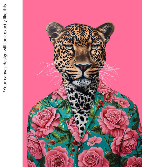 The Floral Predator – Leopard with Floral Blazer Wall Art - Image 5