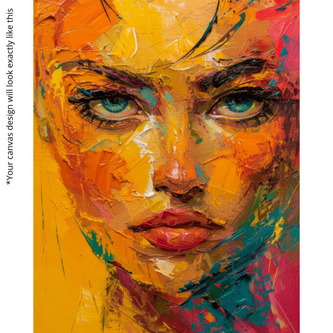 Fire in Her Gaze – Bold Abstract Female Portrait Canvas - Image 5