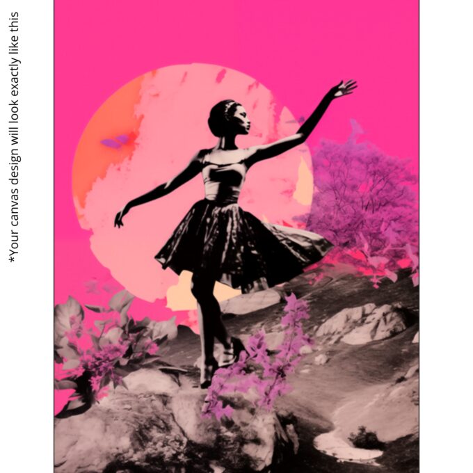Moonlight Pirouette – Ballet Dancer Canvas Wall Art in Pink & Sepia - Image 5