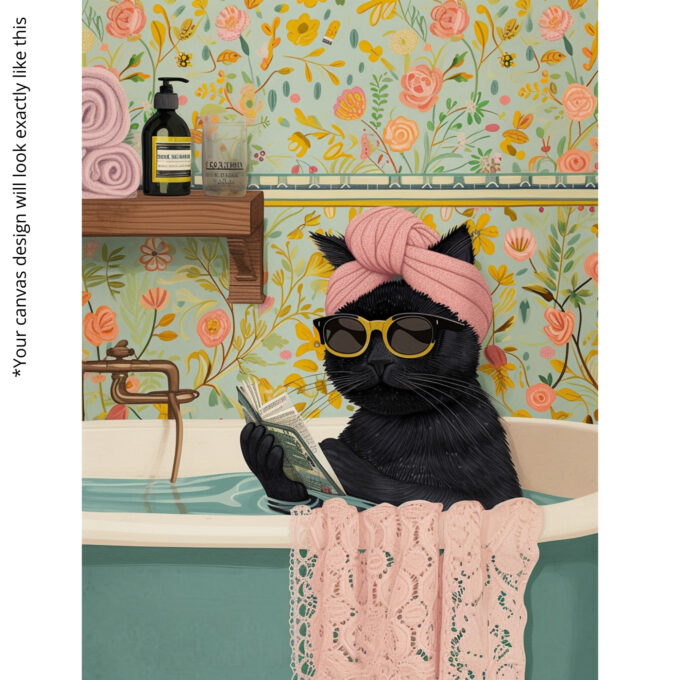 Feline Retreat – Cat Spa Canvas Wall Art - Image 5