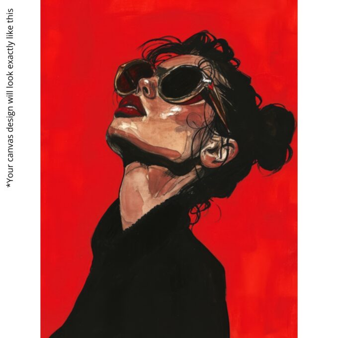 Crimson Reverie – Red Pop Art Woman Canvas - Image 5